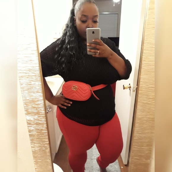 Plus Size Red Skinny Pants Polyester Material - Picture 1 of 7